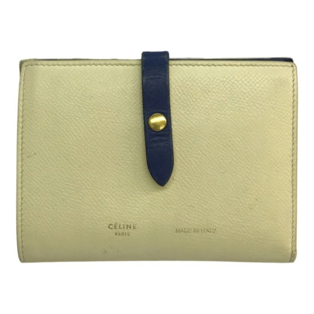 CELINE Celine Medium Strap Multifunction Wallet, Women's Bicolor Ivory Blue T1